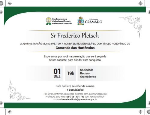 Frederico Pletsch recebe comenda da prefeitura de Gramado
